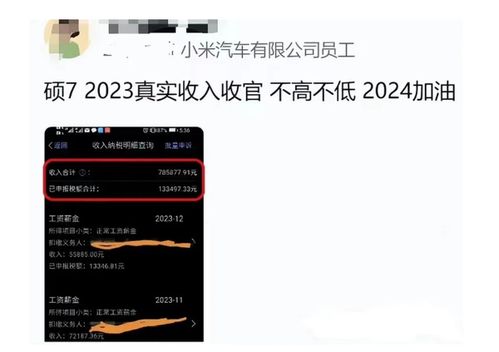 小米汽车员工收入多少
